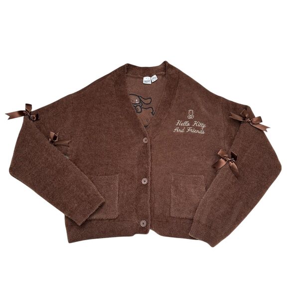 Sanrio Sweaters - Sanrio Hello Kitty & Friends Graphic Brown Cardigan Women's Size XXL
